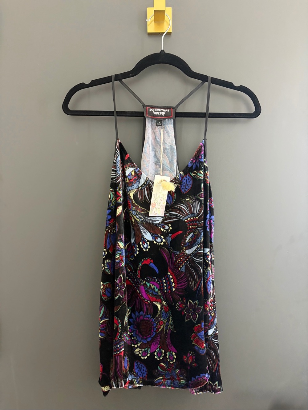 Johnny Was Black Velvet Floral Multicolor Camisole